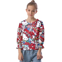 Hello-kitty Kids  Cuff Sleeve Top