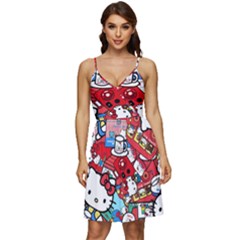 Hello-kitty V-neck Pocket Summer Dress 