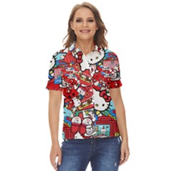 Hello-kitty Women s Short Sleeve Double Pocket Shirt