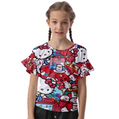 Hello-kitty Kids  Cut Out Flutter Sleeves by nate14shop