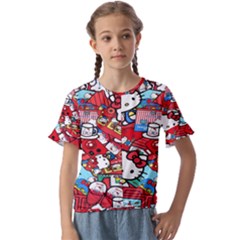 Hello-kitty Kids  Cuff Sleeve Scrunch Bottom Tee