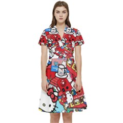 Hello-kitty Short Sleeve Waist Detail Dress