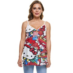 Hello-kitty Casual Spaghetti Strap Chiffon Top