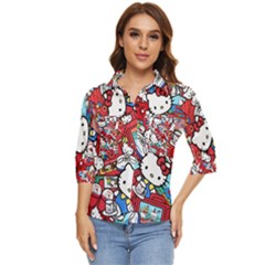 Hello-kitty Women s Quarter Sleeve Pocket Shirt