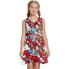 Hello-kitty Kids  Sleeveless Tiered Mini Dress