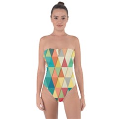 Geometric Tie Back One Piece Swimsuit by nate14shop