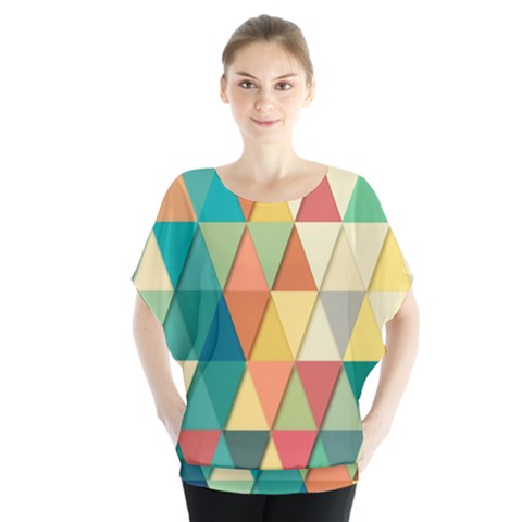 Geometric Batwing Chiffon Blouse by nate14shop