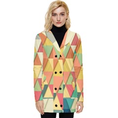 Geometric Button Up Hooded Coat 