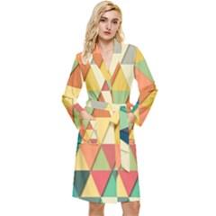 Geometric Long Sleeve Velour Robe