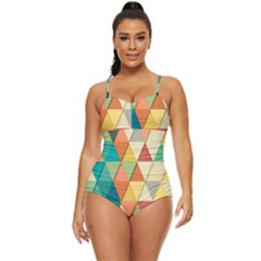 Geometric Retro Full Coverage Swimsuit