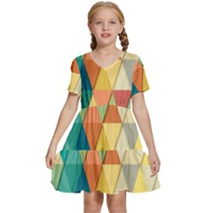 Geometric Kids  Short Sleeve Tiered Mini Dress