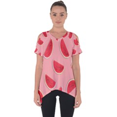 Water Melon Red Cut Out Side Drop Tee by nate14shop