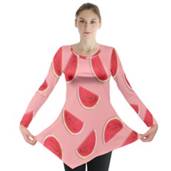 Water Melon Red Long Sleeve Tunic  by nate14shop