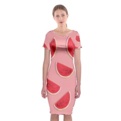 Water Melon Red Classic Short Sleeve Midi Dress by nate14shop