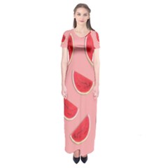 Water Melon Red Short Sleeve Maxi Dress by nate14shop