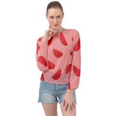 Water Melon Red Banded Bottom Chiffon Top by nate14shop