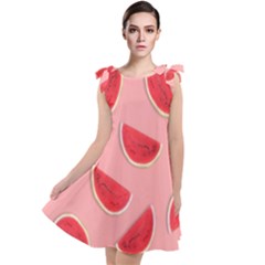 Water Melon Red Tie Up Tunic Dress by nate14shop