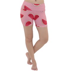 Water Melon Red Lightweight Velour Yoga Shorts by nate14shop