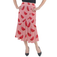 Water Melon Red Midi Mermaid Skirt by nate14shop