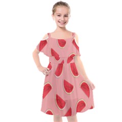 Water Melon Red Kids  Cut Out Shoulders Chiffon Dress by nate14shop