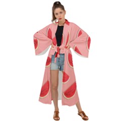 Water Melon Red Maxi Kimono