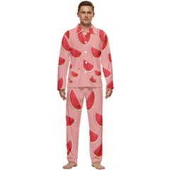 Water Melon Red Men s Long Sleeve Velvet Pocket Pajamas Set by nate14shop