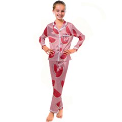 Water Melon Red Kid s Satin Long Sleeve Pajamas Set by nate14shop