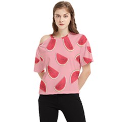 Water Melon Red One Shoulder Cut Out Tee by nate14shop