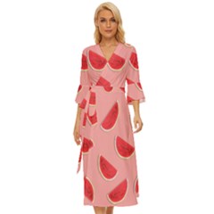 Water Melon Red Midsummer Wrap Dress