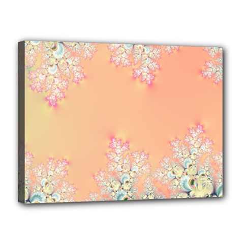 Peach Spring Frost On Flowers Fractal Canvas 16  X 12  (stretched) by Artist4God