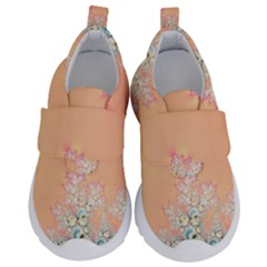 Peach Spring Frost On Flowers Fractal Kids  Velcro No Lace Shoes