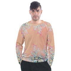 Peach Spring Frost On Flowers Fractal Men s Long Sleeve Raglan Tee