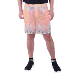 Peach Spring Frost On Flowers Fractal Men s Pocket Shorts by Artist4God