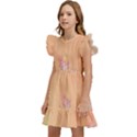 Peach Spring Frost On Flowers Fractal Kids  Winged Sleeve Dress View2