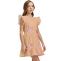 Peach Spring Frost On Flowers Fractal Kids  Winged Sleeve Dress View3