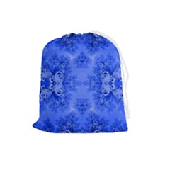 Blue Sky Over The Bluebells Frost Fractal Drawstring Pouch (large) by Artist4God