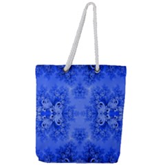 Blue Sky Over The Bluebells Frost Fractal Full Print Rope Handle Tote (large) by Artist4God