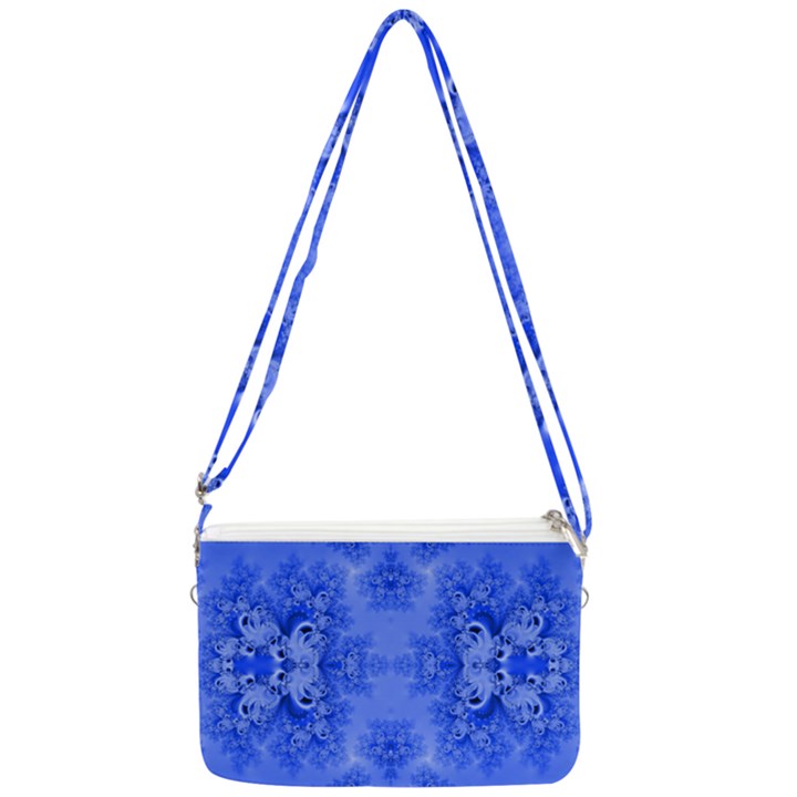 Blue Sky Over The Bluebells Frost Fractal Double Gusset Crossbody Bag