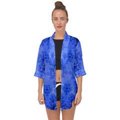 Blue Sky Over The Bluebells Frost Fractal Open Front Chiffon Kimono by Artist4God