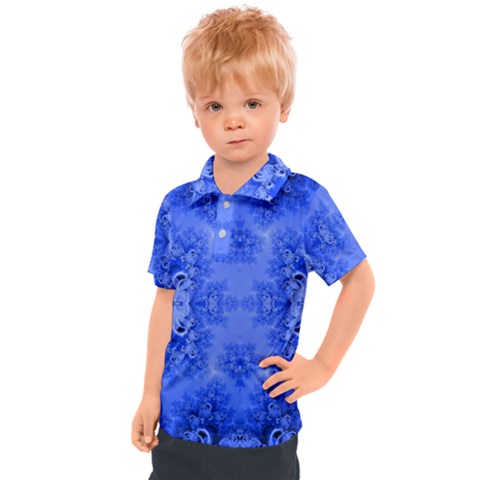 Blue Sky Over The Bluebells Frost Fractal Kids  Polo Tee by Artist4God