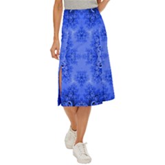 Blue Sky Over The Bluebells Frost Fractal Midi Panel Skirt by Artist4God