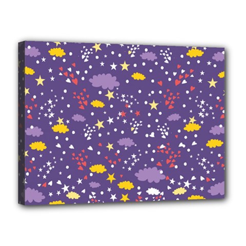 Pattern-cute-clouds-stars Canvas 16  X 12  (stretched)