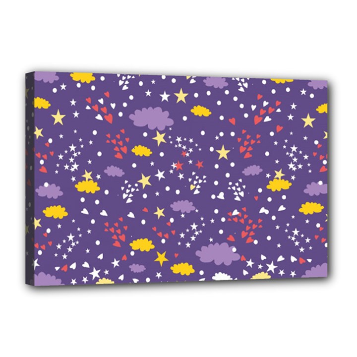 Pattern-cute-clouds-stars Canvas 18  x 12  (Stretched)