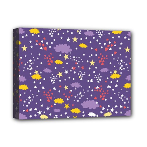 Pattern-cute-clouds-stars Deluxe Canvas 16  X 12  (stretched) 