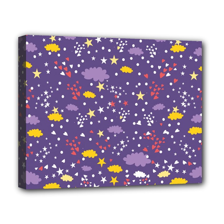 Pattern-cute-clouds-stars Deluxe Canvas 20  x 16  (Stretched)