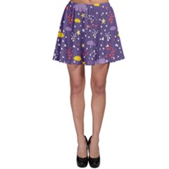 Pattern-cute-clouds-stars Skater Skirt by Jancukart