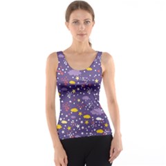 Pattern-cute-clouds-stars Tank Top