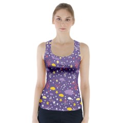 Pattern-cute-clouds-stars Racer Back Sports Top by Jancukart