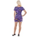 Pattern-cute-clouds-stars Short Sleeve Asymmetric Mini Dress View2