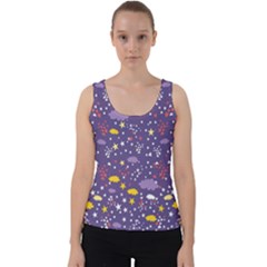 Pattern-cute-clouds-stars Velvet Tank Top by Jancukart